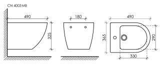 Биде подвесное Ceramica Nova Metropol CN4003MB чёрный матовый